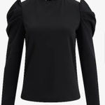 EXPRESS  Crew Neck Puff Long Sleeve Tee SMALL Black Blouse Top Photo 0