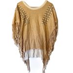 Umgee  taupe fringed poncho cardigan s/m‎ NWT Photo 1