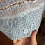 Tiara International light blue fair isle Nordic zip sweater size L Photo 86