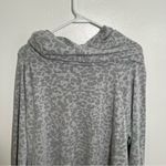 Venus Cowl Neck Sweatshirt Light Gray Animal Print 1X Photo 7