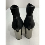 ZARA Womans  Woman Pull On Ankle Boot 10 Black Stretch Silver Block Heel Photo 4