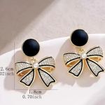 NEW gold & black stud dangle coquette bow earrings, bow jewelry stocking stuffer Photo 3