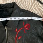 Vintage Pegasus Black Leather Motorcycle Jacket Tassels & Red Roses Medium Photo 7