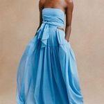 Rebecca Taylor Wrap Back Maxi Dress in Azul Blue, Size 16 New w/Tag Retail $525 Photo 0