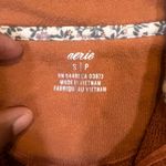 Aerie  Women Small Sweatshirt 1/4 Zip Cropped Raw‎ Edge Long Sleeve Burnt Orange Photo 3