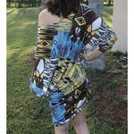 MT Collection Womens Dress Sz XL Off Shoulder Cover Up Brown Blue Black Gold NEW Photo 30