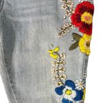Indigo Rein  Light Wash Blue Floral Embroidered Low Rise Chew Hem Jeans size 9 Photo 4