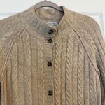 Banana Republic Cardigan Sweater Sz Med Cashmere Blend Tan Cable Knit Mock Neck Photo 3