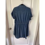 Luvamia Denim‎ Shirt Dress Women’s Size Large Short Sleeve Button Front Casual Blue Photo 2