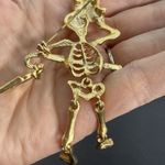 Danecraft Skeleton Pin Brooch Brushed Gold Dangle Halloween Moving Dancing Photo 7