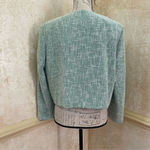 ZARA New Luxury Preppy Green Long Sleeves Round Neck Textured Crop Blazer Sz XL Photo 7