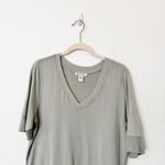 Athleta [] Fern Green Step Forward Sweatshirt Tee Short Sleeve V-Neck Sz Large L Photo 3