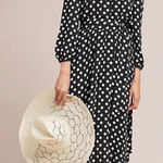 Anthropologie  Maeve Gerti midi dress black polka dot sz 10 Photo 0