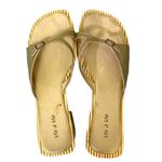 Retro Vis a Vie Gold Leather Wood Slide Sandals Size 9 Gold Photo 1