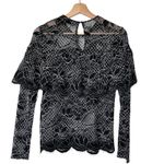 ZARA black Lace floral Frill long sleeves Whimsigoth grunge Blouse S Photo 1