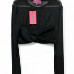 Edikted  Black Long Sleeve Mesh Crop Top XS NWT Photo 0