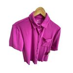 NWT Toast Swim Oversized, Relaxed Short Sleeve Collared Button Up Top Pink Photo 4