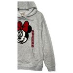 Disney New Minnie Mouse Hoodie Womens XL Gray Chenille Crochet Graphic Pullover Photo 5