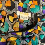 Vintage Adolfo Saks Fifth Avenue Pleated Silk Skirt Grey Gold Teal Dots Small Gray Photo 7