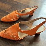Caressa Vintage Suede Sling Back Laser Cut Heels Burnt Orange 8.5 Photo 0