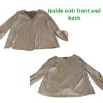 White House | Black Market WHITE HOUSE BLACK SILVERY TAUPE SATIN V NECK BLOUSE (XL) Photo 9