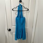 Amanda Uprichard  blue 100% silk halter minidress size small Photo 8