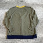 Talbots  Cardigan Sweater Womens XL Petite Olive Green Navy Yellow Trim Cotton Photo 4