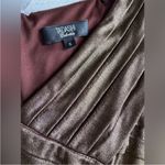 Tadashi Shoji  Metallic Bronze Gold Pleated Formal Cocktail Dress Small Photo 4