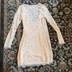 Free People  Mini PEARL LACE Pink Cream Faux Wrap V Neck Dress medium Photo 5