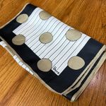 1960s Vera Neumann Polka Dot Silk Scarf Black Cream Gold Mod Long Scarf Vintage Photo 9