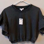 Miou Muse Ruffle Sleeve Gray Top Size M Photo 0