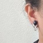 Handcrafted Unsigned Midnight Blue Goldstone Sunstone Gemstone Flower Earrings Photo 1