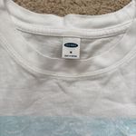 Old Navy White T-Shirt with Blue Beach Scene Pattern Photo 4