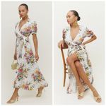 Reformation  Weiss Linen Wrap Floral Print Dress Photo 1