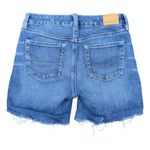 American Eagle The Dream Midi Jean Shorts Size 0 Distressed Frayed Hem Stretch Photo 1