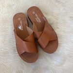 Top Moda  Tan Faux Leather Cross-Band Sandals Photo 1