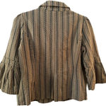 TULLE ANTHROPOLOGIE BEIGE EMERALD STRIPED COOL COTTON LINED JACKET SZ S Tan Photo 6