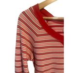 Victoria's Secret  MEDIUM LONG SLEEVE HENLEY PINK, WHITE & METALLIC STRIPE Photo 2