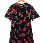 Draper James Dress Womens 2XL Black Red Floral Velvet Bubble Sleeve Cocktail Photo 0