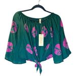 Elan  Green and Pink Boho Blouse Photo 0