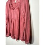 Free People We the Free Small Acadia Henley Top Vintage Red Shirt Lagenlook Photo 4