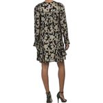 Anthropologie By  Gold Foil Floral Metallic Long Sleeve Tunic Shift Dress Small Photo 1