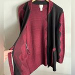 Chico's Chico’s 100% Cotton Tie Front Cardigan Jacket Black Cranberry Jacquard L (2) Photo 6