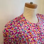 Neiman Marcus Vintage  Silk Jacquard Floral Blouse Pink Orange Green Size 16 Photo 1