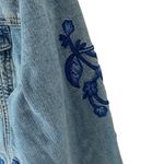 BLANK NYC Blue Embroidered Denim Jean Stretch Jacket Floral Roses size Medium Photo 3