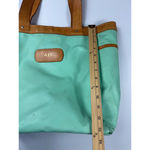 Vintage Tote Bag Leather Trimmed Accents Travel Purse Green Photo 1