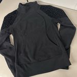 Lululemon  Floral Flock Pullover Black Sz 4 half zip velvet printed sweatshirt Photo 2