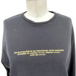 Alphalete Crop Top Tee Long Sleeve Logo Writing Crewneck Black Yellow Size Small Photo 1