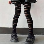 Thin Strappy Pattern Pantyhose,‎ Comfy Smooth Slim Footed Pantyhose One Size Black Photo 12