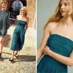 Anthropologie Greylin | Teal Crochet “Stowe” Strapless Jumpsuit Photo 2
